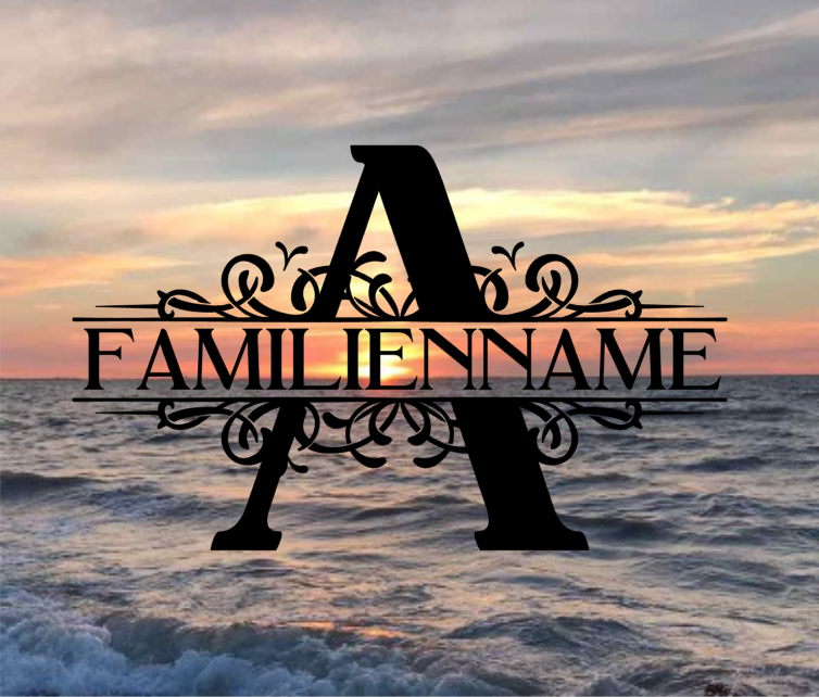 Aufkleber Monogramm A mit Familiennamen