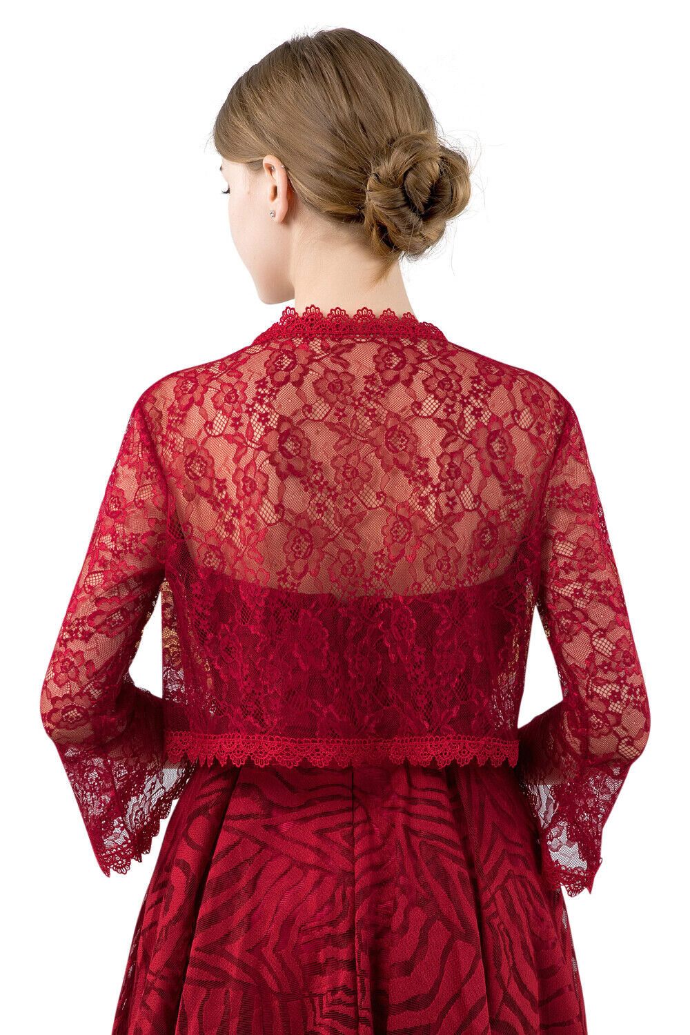 Festliches offenes Bolero-Jäckchen Ärmel Seide-Chiffon, 3/4