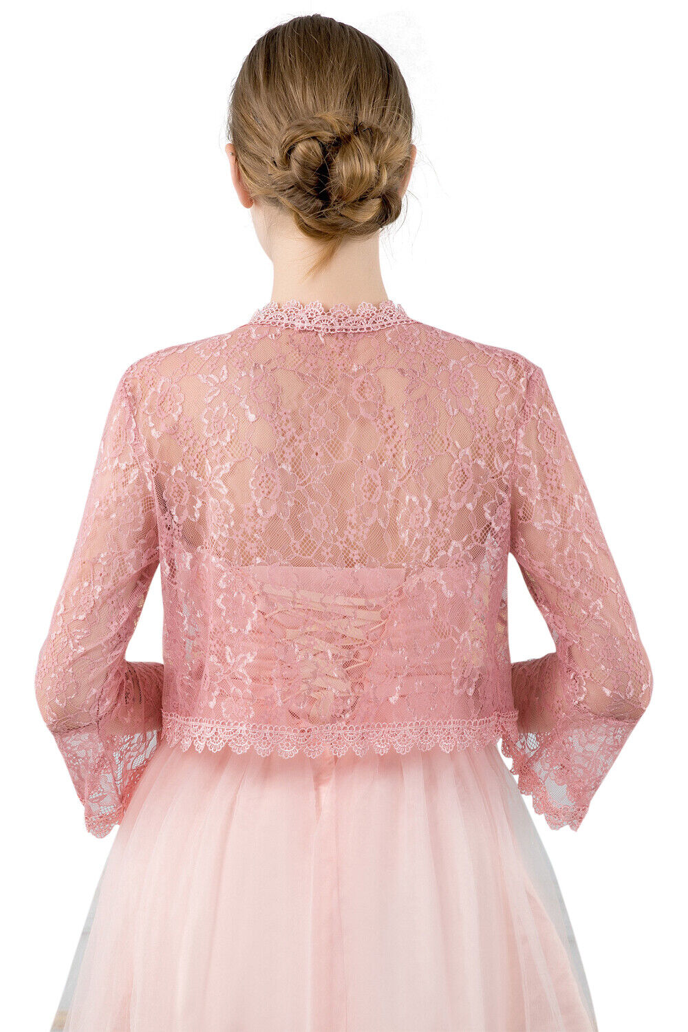 Festliches offenes Bolero-Jäckchen Ärmel Seide-Chiffon, 3/4