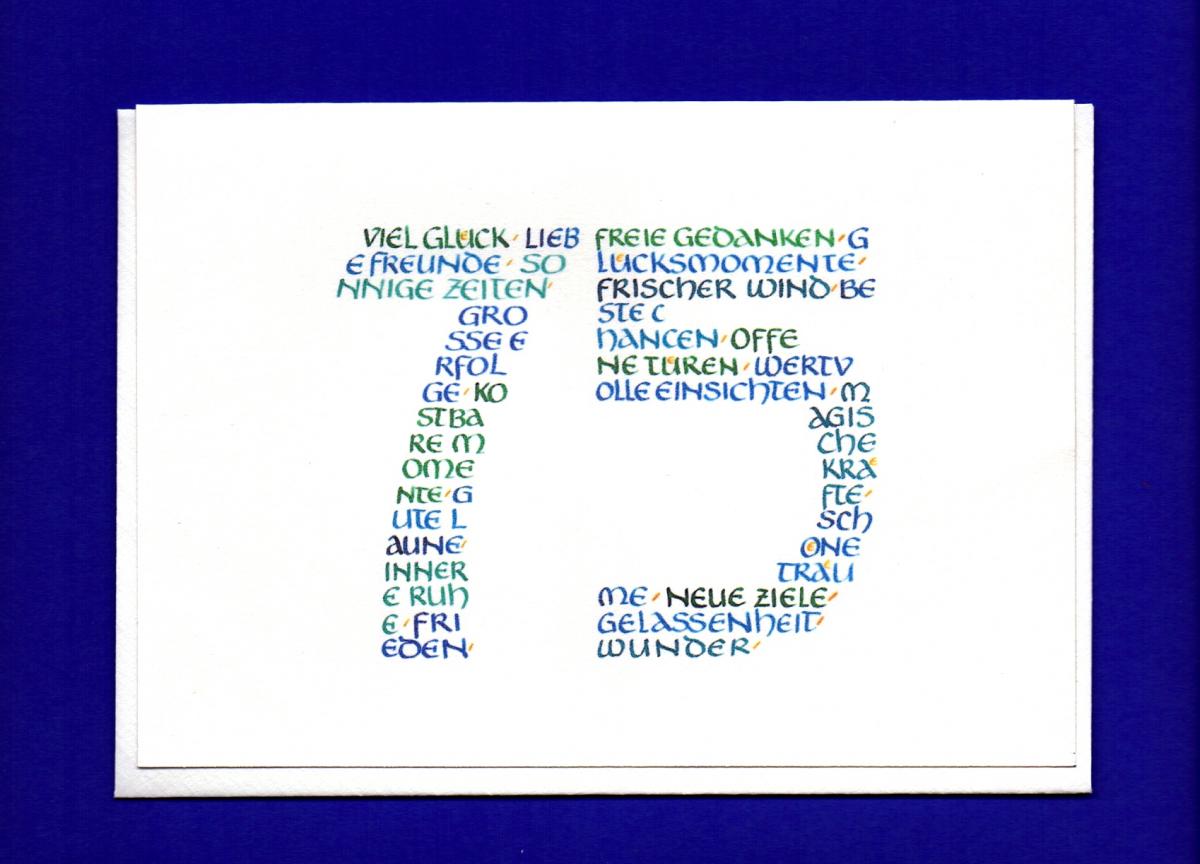 25 Geburtstagskarten Geburtstagskarte mit Zahlen zum 75-sten 520035-75 HI