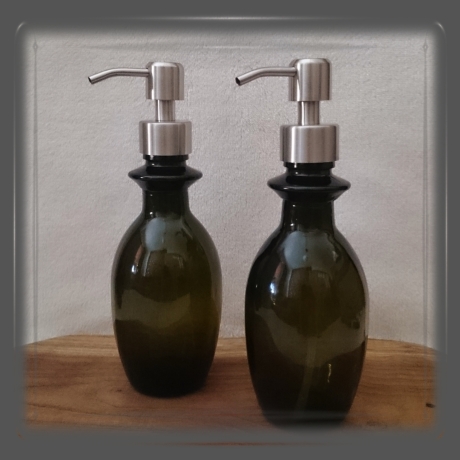 Doppelpack Seifenspender | Altglas | Edelstahlpumpe | 250 ml