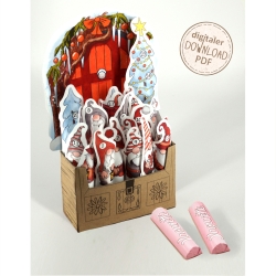 Jogurette Adventskalender Wichtel, Bastelbögen zum Ausdrucken