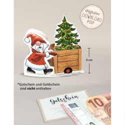 Mini-Geschenkbox Wichtel 1, Bastelbogen zum Ausdrucken