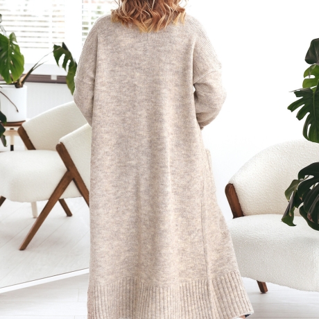 Oversize Strickmantel Strickjacke lang Cardigan Beige S-XL