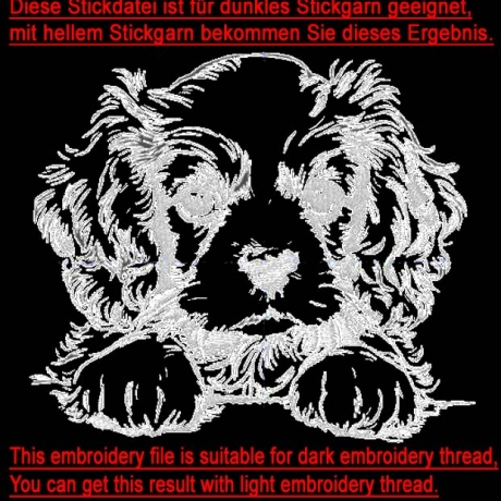 Stickdatei King Charles Spaniel Welpe Oskar Hund