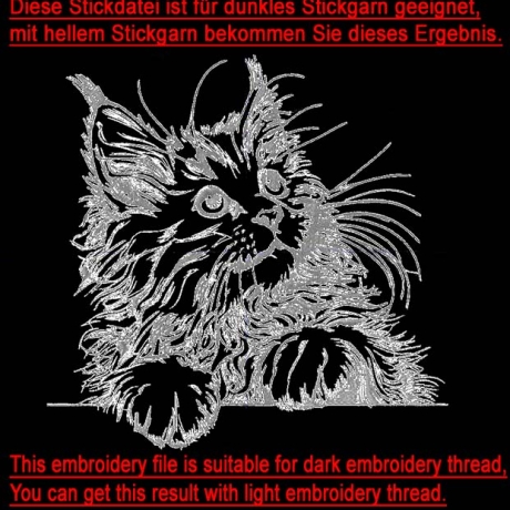 NEU Stickdatei Maine Coon Katze Kätzchen Kiss Kitten