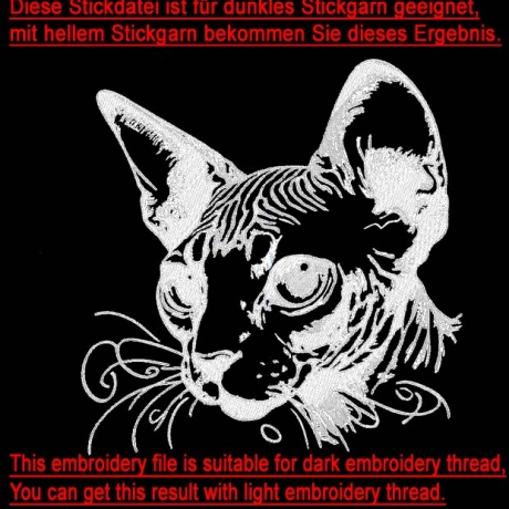 Stickdatei Katze Sphynx Nacktkatze Escada Kitten