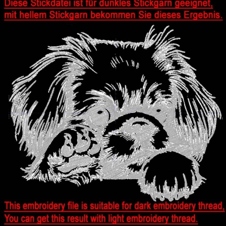 Stickdatei Pekinese Axel Hund realistisch Lunachild
