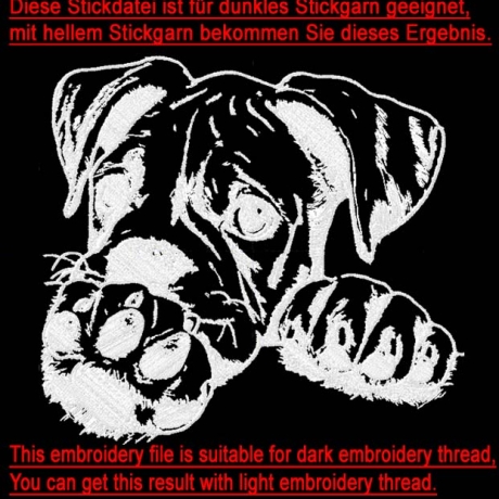 Stickdatei Boxer Whisky Hund realistisch Lunachild