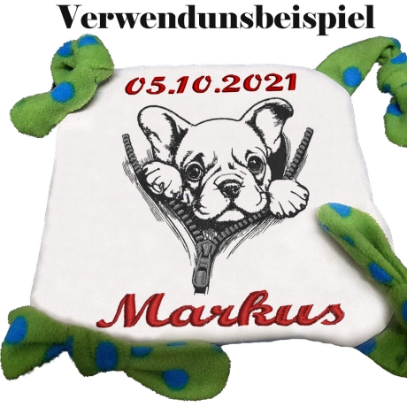 Stickdatei Französische Bulldogge Welpe Enzo Hund 