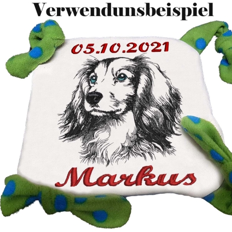 Stickdatei Langhaar Dackel Dana  Hund realistisch