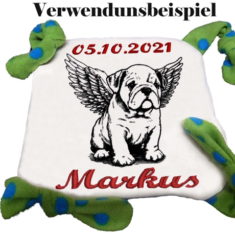 Stickdatei Englische Bulldogge mit Flügel Linus Hund
