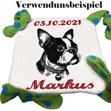 Stickdatei Boston Terrier Ignaz Hund realistisch