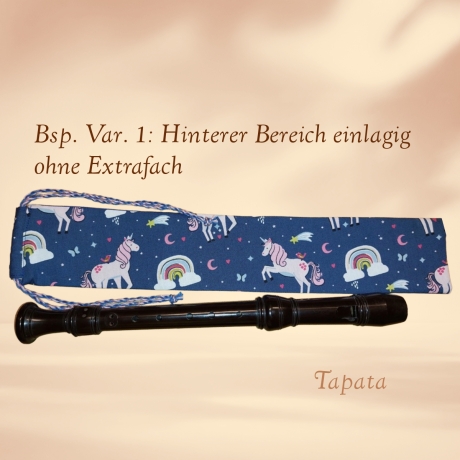 Flötentasche mit Namen, Flötenbeutel - Einhörner Regenbogen