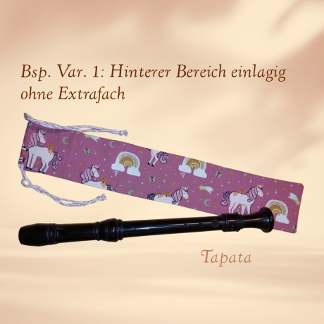 Flötentasche mit Namen, Flötenbeutel - Einhörner Regenbogen rosa 