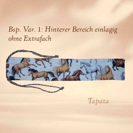 Flötentasche mit Namen, Flötenbeutel - Pferde braun 
