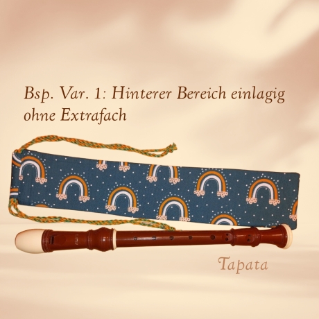 Flötentasche mit Namen, Flötenbeutel - Regenbogen grün 