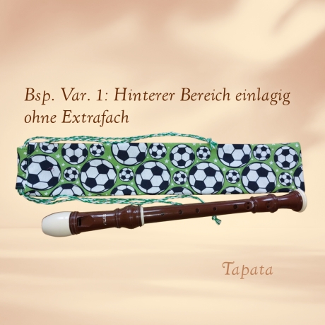 Flötentasche mit Namen, Flötenbeutel - Fußball grün