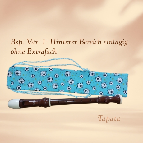Flötentasche mit Namen, Flötenbeutel - Fußball blau