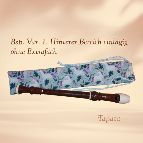 Flötentasche mit Namen, Flötenbeutel - Einhörner aqua