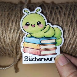 Kawaii Sticker - Bücherwurm