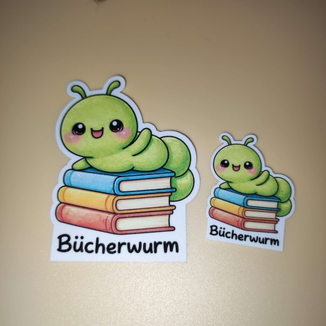 Kawaii Sticker - Bücherwurm