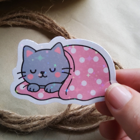 Kawaii Katze Sticker unter Decke - groß