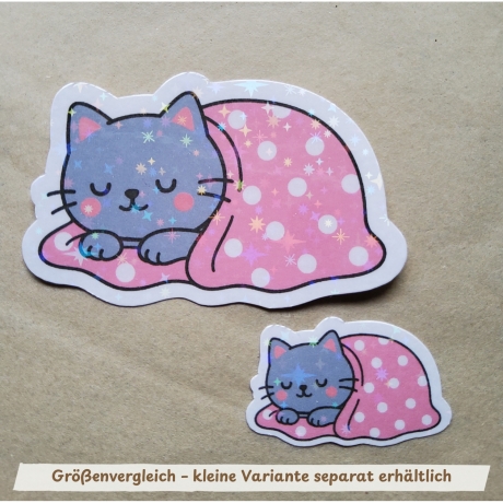 Kawaii Katze Sticker unter Decke - groß