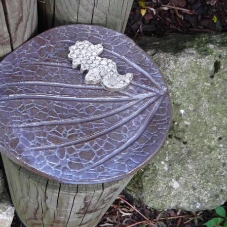 Deko Keramik-Blatt mit Seepferdchen