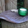 Deko Keramik-Blatt mit Seepferdchen