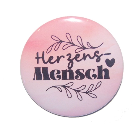 Herzensmensch Button 50 mm mit Anstecknadel Liebe Freundschaft