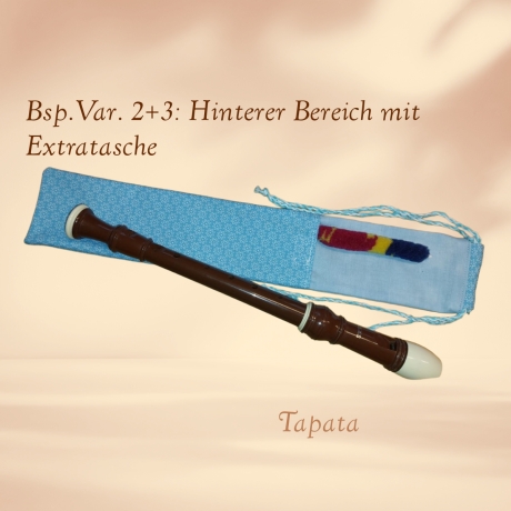 Flötentasche mit Namen, Flötenbeutel - blau Blümchen