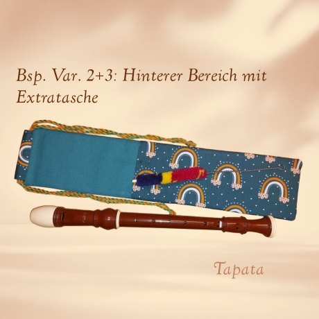 Flötentasche mit Namen, Flötenbeutel - Regenbogen grün 