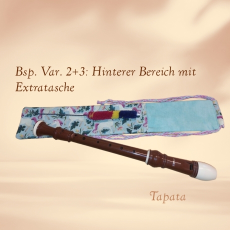 Flötentasche mit Namen, Flötenbeutel - Einhörner aqua