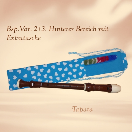 Flötentasche mit Namen, Flötenbeutel - Herzerl