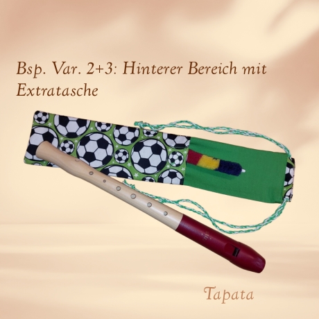 Flötentasche mit Namen, Flötenbeutel - Fußball grün