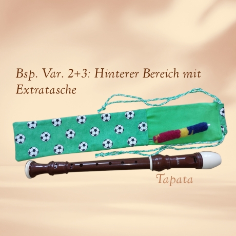 Flötentasche mit Namen, Flötenbeutel - Fußball