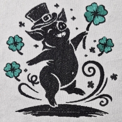 tanzendes Glücksschwein 2 - 12,8 x 13,6 cm