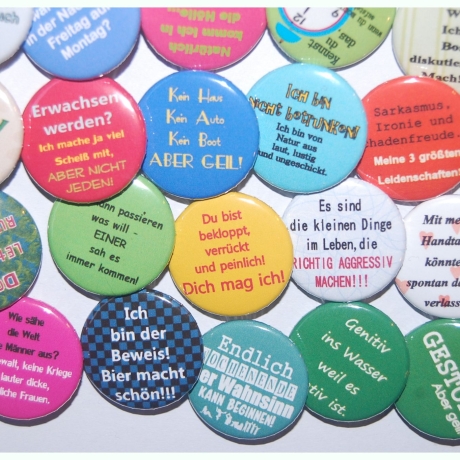 Humorvolle Sprüche - Bunt gemischte Tüte - 10 x Magnete 50 mm