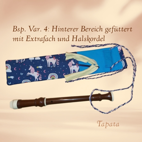 Flötentasche mit Namen, Flötenbeutel - Einhörner Regenbogen