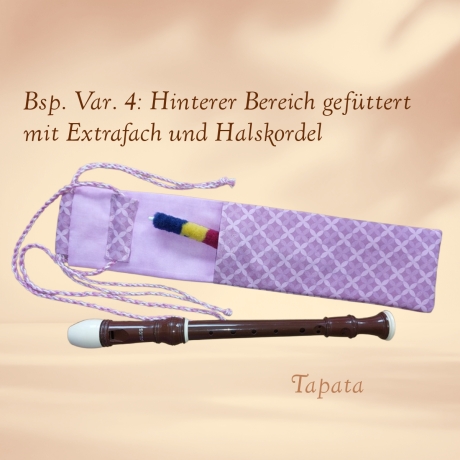 Flötentasche mit Namen, Flötenbeutel - Flieder kariert