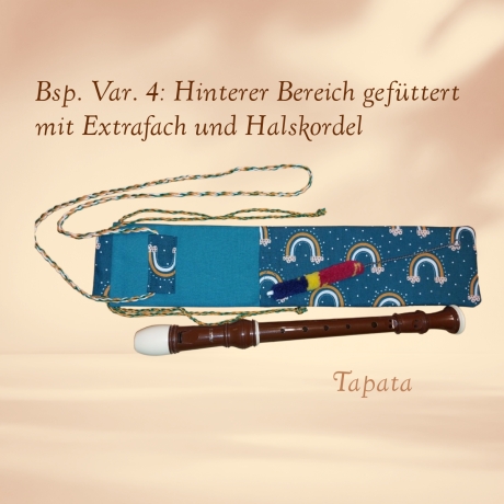 Flötentasche mit Namen, Flötenbeutel - Regenbogen grün 