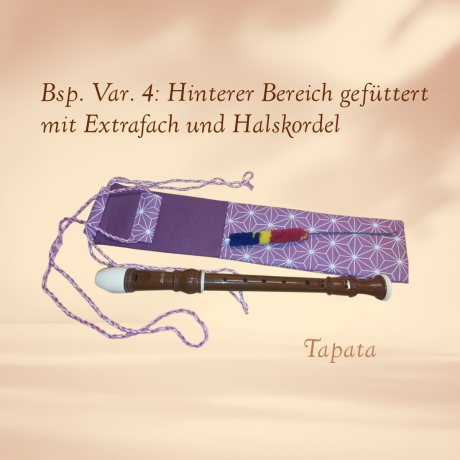 Flötentasche mit Namen, Flötenbeutel - Altlila geometrisch