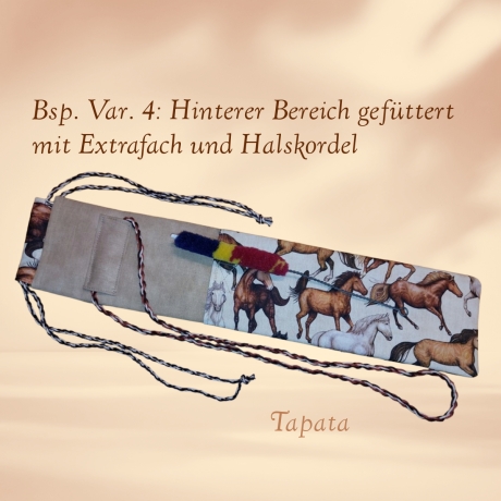Flötentasche mit Namen, Flötenbeutel - Pferde braun 