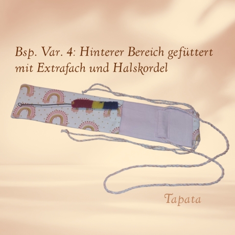 Flötentasche mit Namen, Flötenbeutel - Regenbogen weiß rosa