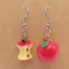 Apfel + angebissener Apfel rot Ohrhänger Ohrringe Modeschmuck