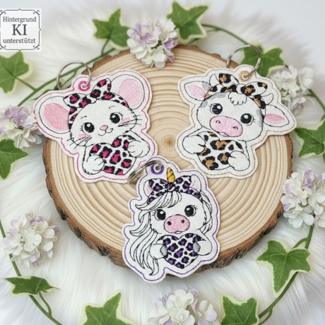 0055 – Stickdateien Leo Tiere  inkl. ITH Anhänger