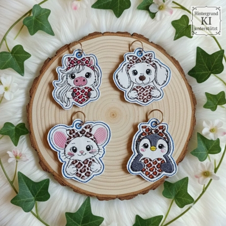 0055 – Stickdateien Leo Tiere  inkl. ITH Anhänger
