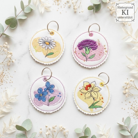 0056- Stickdateien Jahresblumen inkl. ITH