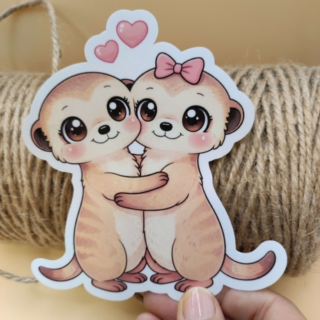 Kawaii Sticker – Valentinstag Erdmännchen - Paar